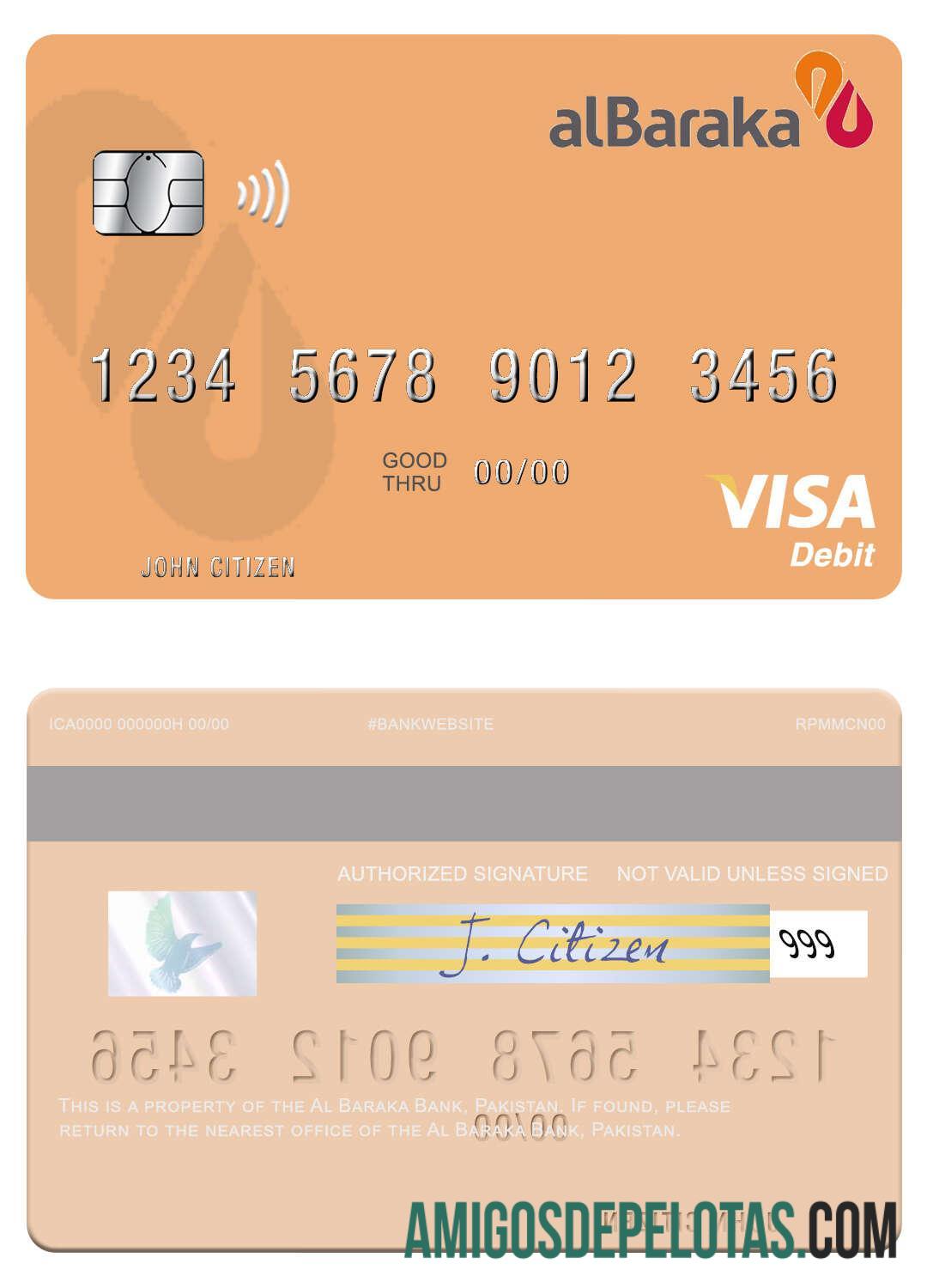 Pakistan Al Baraka Bank Visa Debit Card download for verification